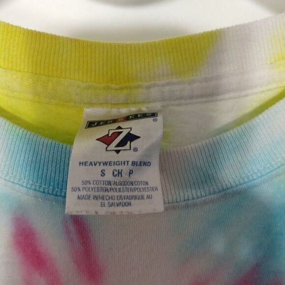 Tie dye short sleeve T-shirt Small yellow pink blue green Jerzees - Picture 3 of 6
